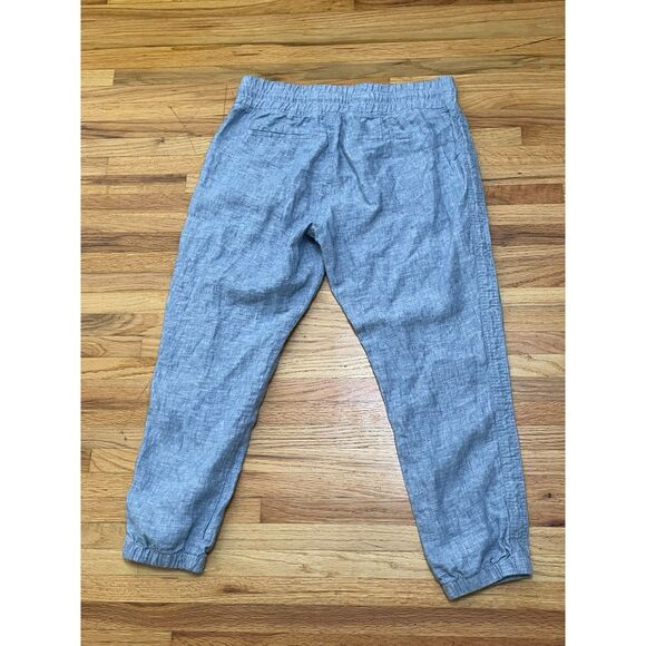 Athleta Cabo Women's 8P Blue Pant Linen Jogger Chambray Tapered Resort Travel - Picture 2 of 10